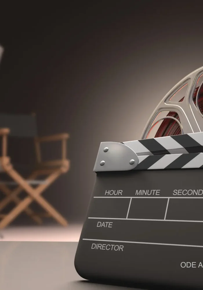 Clapboard concept of cinema.